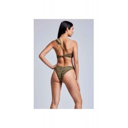 Bikini monospalla leopardata verde vista indossato posteriore
