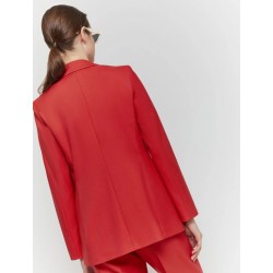 Blazer monopetto in tessuto fluido stretch rosso vista posteriore indossato