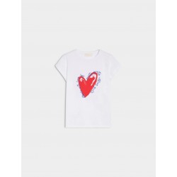 T-shirt in cotone stampata bianca  vista anteriore