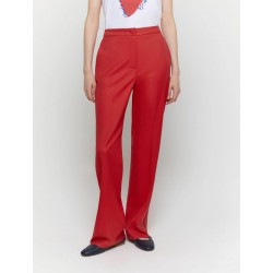Pantaloni in tessuto stretch rosso vista anteriore indossato