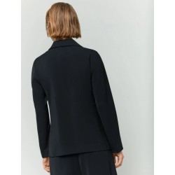 Blazer doppiopetto in crepe nero vista posteriore indossato