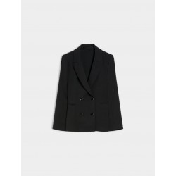Blazer doppiopetto in crepe nero vista anteriore