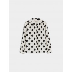 Camicia morbida in cotone pois nero vista  anteriore