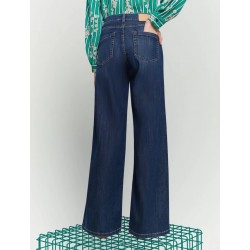 Jeans wide leg blu vista posteriore indossato
