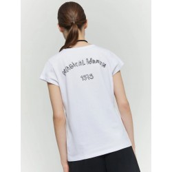 T-shirt mezza manica logata  bianca vista posteriore indossato