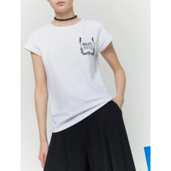 T-shirt mezza manica logata  bianca vista anteriore indossato
