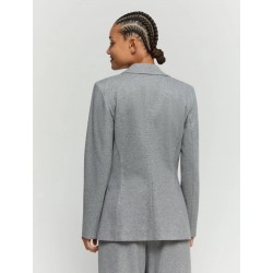 Blazer sfiancata in jersey grigio vista posteriore indossata