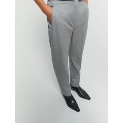 Pantaloni in cotone jersey jacquard grigio vista anteriore indossata
