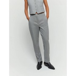 Pantaloni in cotone jersey jacquard grigio vista anteriore indossata
