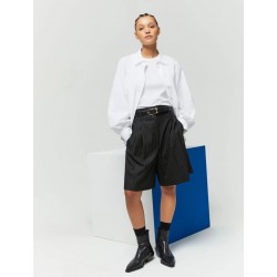 Camicia morbida dritta in cotone bianco vista indossata anteriore