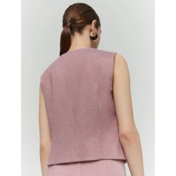 Gilet aderente in jersey rosa vista posteriore indossato