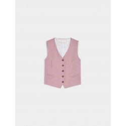 Gilet aderente in jersey rosa vista anteriore