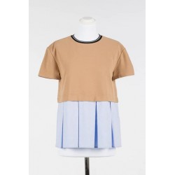 T-shirt mezza manica con finta camicia camel vista anteriore