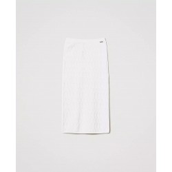 Gonna longuette in maglia bianco vista anteriore