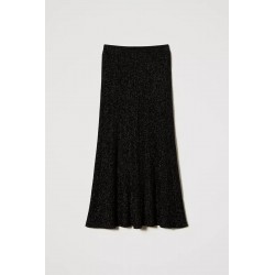 Gonna longuette in maglia lurex nera vista anteriore
