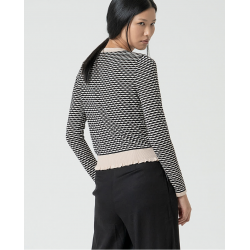 Cardigan in viscosa elasticizzata fantasia nero vista posteriore indossata