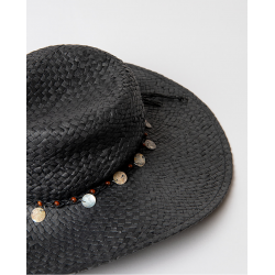 Cappello in rafia nero vista anteriore