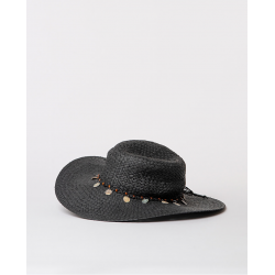 Cappello in rafia nero vista anteriore