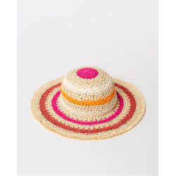 Cappello in rafia a righe fucsia vista anteriore