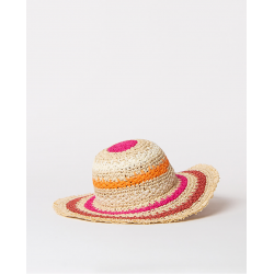 Cappello in rafia a righe fucsia vista anteriore
