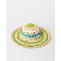Cappello in rafia a righe verde vista anteriore