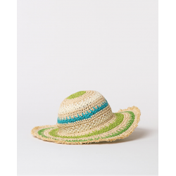 Cappello in rafia a righe verde vista anteriore