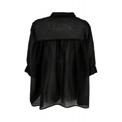 Camicia nera scollo a V nero vista posteriore