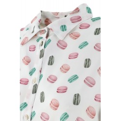 Camicia in viscosa fantasia bianca vista anteriore vista primo piano colletto