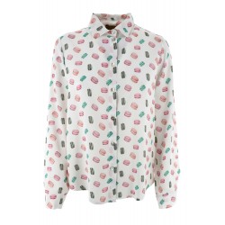 Camicia in viscosa fantasia bianca vista anteriore