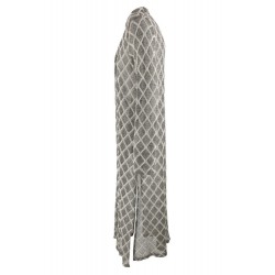 Cardigan Lungo senza bottoni in lurex vista profilo