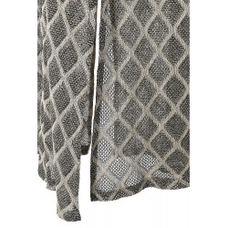 Cardigan Lungo senza bottoni in lurex vista primo piano spacchi sul fondo laterale