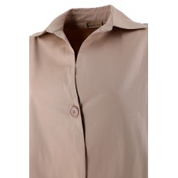 Giacca trench oversize beige vista  anteriore in primo piano