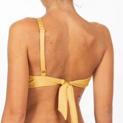 Bikini monospalla oro vista posteriore indossato in primo piano