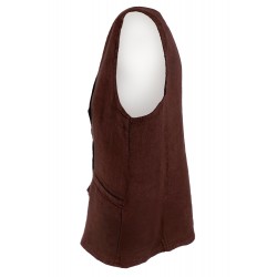 Gilet in lino marrone vista profilo