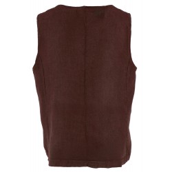 Gilet in lino marrone vista posteriore