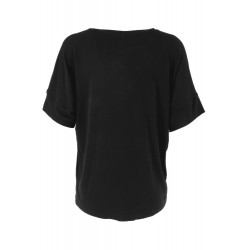 Maglia in cotone scollo a V nera vista posteriore