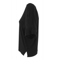 Maglia in cotone scollo a V nera vista profilo
