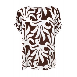Maglia scollo a V fantasia marrone vista  posteriore