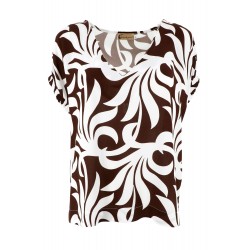 Maglia scollo a V fantasia marrone vista anteriore