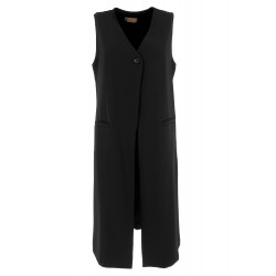 Maxi gilet lungo nero vista anteriore