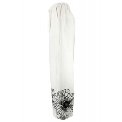 Pantaloni misto lino con ricamo bianco vista profilo