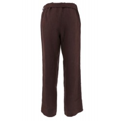 Pantaloni in lino con cintura marrone vista posteriore