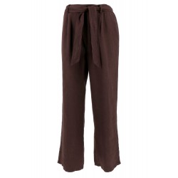 Pantaloni in lino con cintura marrone vista anteriore