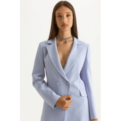 Blazer doppio petto lavanda vista anteriore indossata
