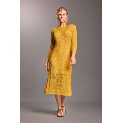 Abito longuette in crocKet giallo vista  posteriore indossato