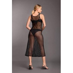 Abito copricostume in rete lurex nero vista posteriore indossato