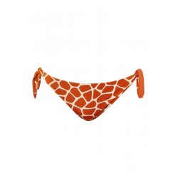 Bikini a triangolo con gioiello slip con laccetti caramello vista anteriore