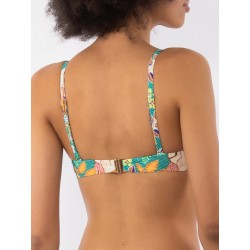 Bikini coppa con ferretto slip con coulisse verde vista posteriore indossato