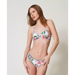 foto frontale figura intera-bikini push-up stampa fiori bianco twinset