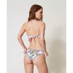 foto frontale figura posteriore intera-bikini push-up stampa fiori bianco twinset